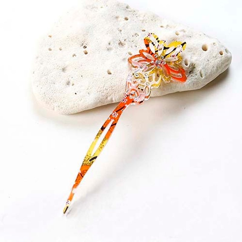 【MITHX】Golden cherry tree, empty single flower in basket, hairpin, hairpin-orange - Hair Accessories - Acrylic Orange