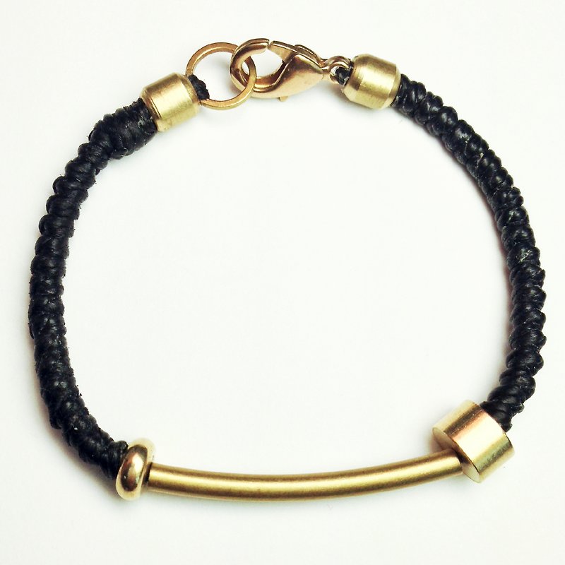Classic black (boys bold style). ◆ Simple series of hand-knitted Wax Bronze wire bracelet ◆◆ - สร้อยข้อมือ - วัสดุกันนำ้ สีดำ