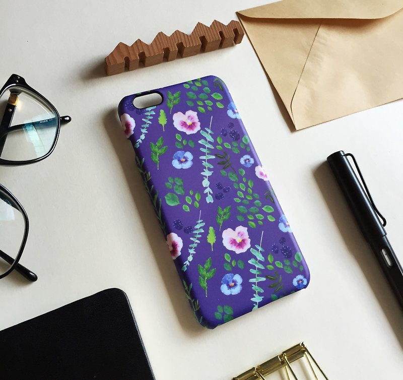 Eucalyptus Floral iPhone 7 Case- Botanical Illustration Tropical Flowers Samsung Phone Case, Hula Flowers and in violet iPhone 6s Plus - Phone Cases - Plastic Blue