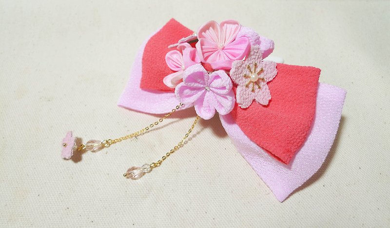 Sakura language. Japanese style bows hair accessories. Zu ma late fine hair accessories - Hair Accessories - Silk Pink