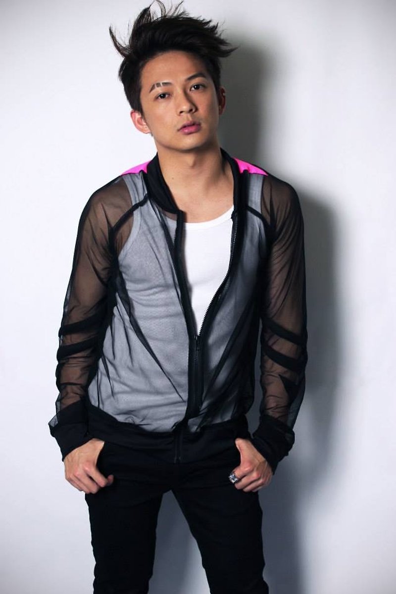 台湾のデザイナーズブランド メンズ ファッショナブル アバンギャルド デザイン 黒 薄手 ジャケット ジャケット - アウター メンズ - その他の素材 ブラック