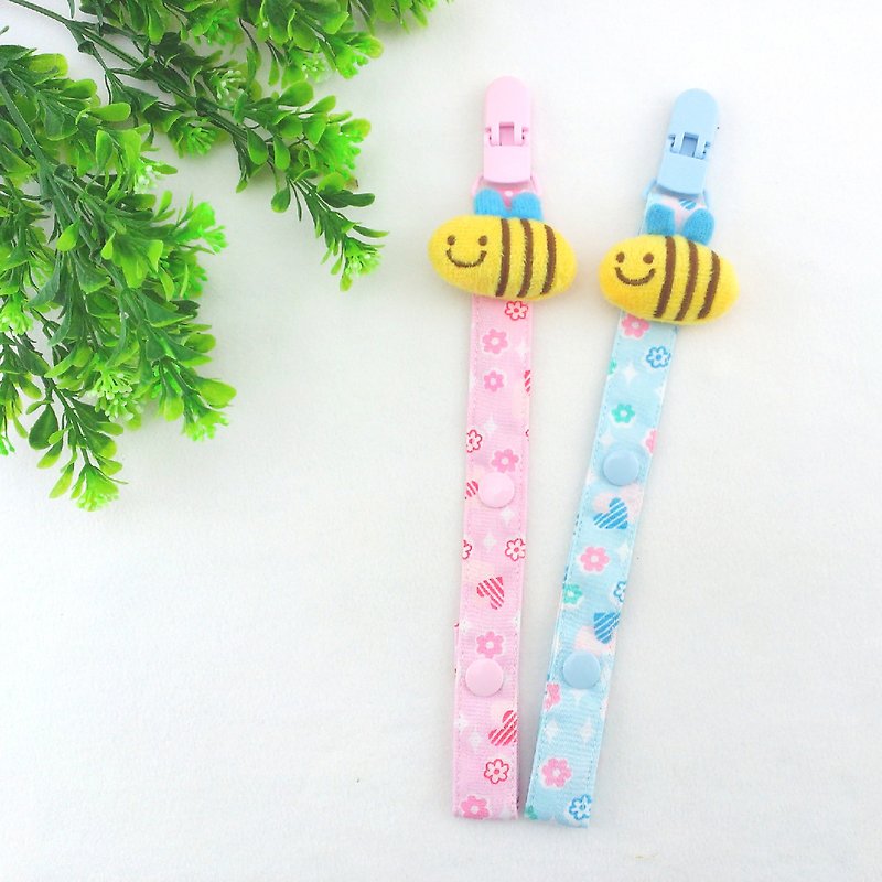 Happy Bee - pink, blue. Hand pacifier chain / chain Toys - Button (adjustable length) (handkerchief folder has the same paragraph) - Bibs - Other Materials Multicolor
