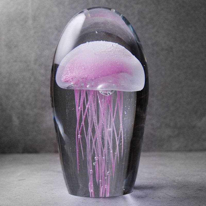 (Pink) Valentine's Day 16cm Jellyfish Avatar Jellyfish Luminous Glass Jellyfish Handmade Customized - ของวางตกแต่ง - แก้ว สึชมพู