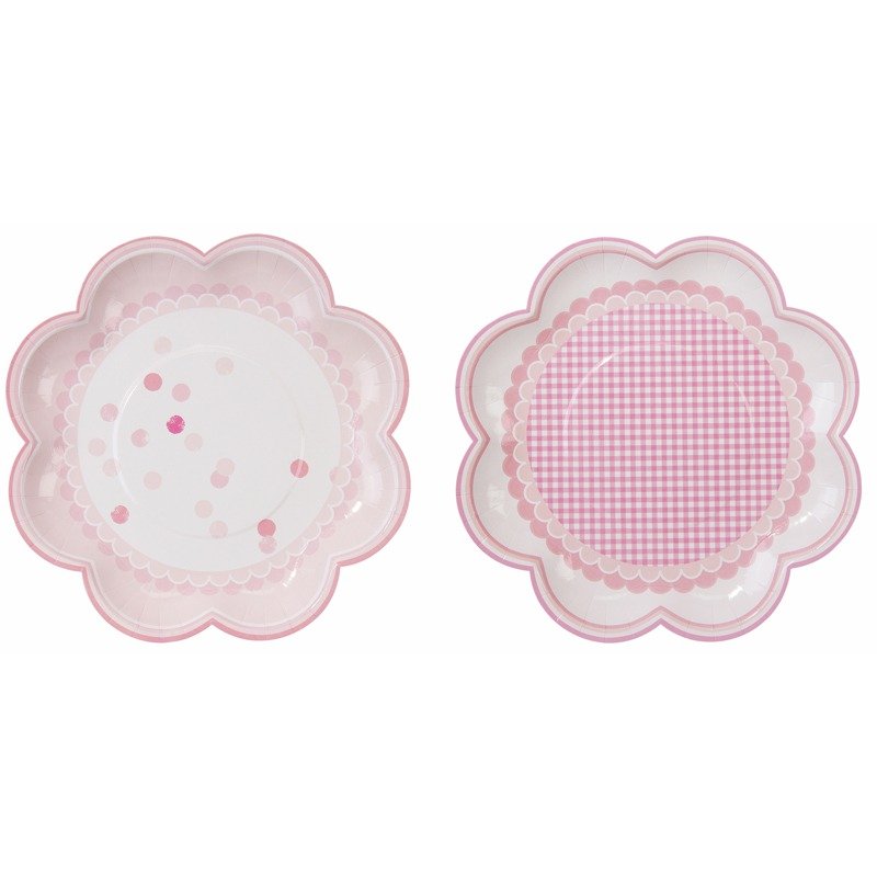 "Feelings § flowers pink plate" British Talking Tables Party Supplies - Small Plates & Saucers - Paper Pink