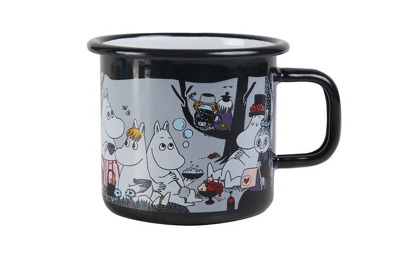 Lulu meters enamel mug Moomin Finland 3.7 dl (picnic) birthday gift exchange gifts - แก้วมัค/แก้วกาแฟ - วัตถุเคลือบ สีดำ