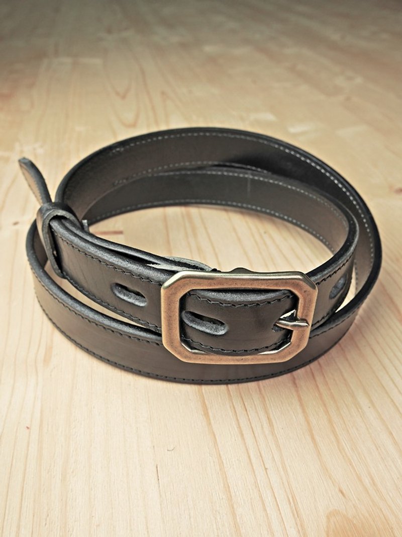 Chainloop self-made and customizable size plain cowhide narrow belt - Belts - Genuine Leather 