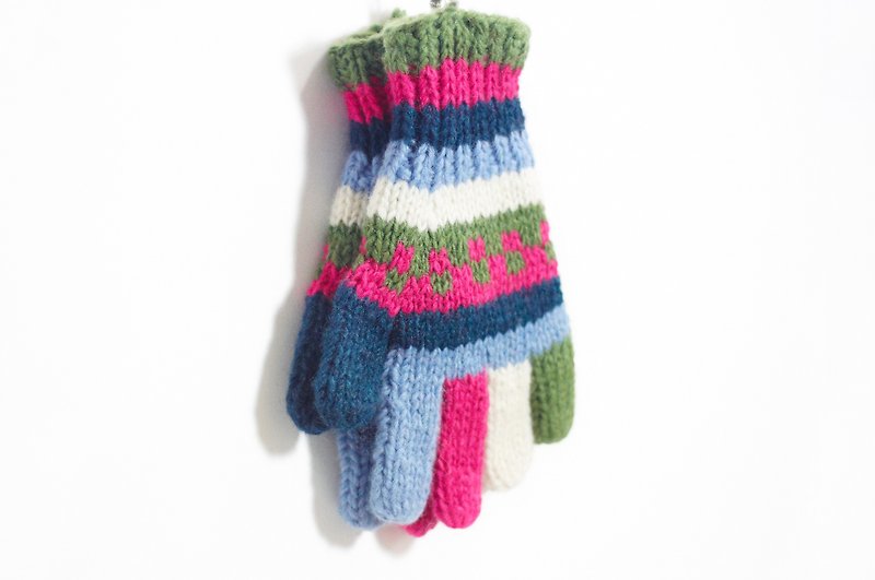 Christmas Gifts / Limited a hand-woven pure wool warm gloves - Nordic Forest - Gloves & Mittens - Other Materials Multicolor