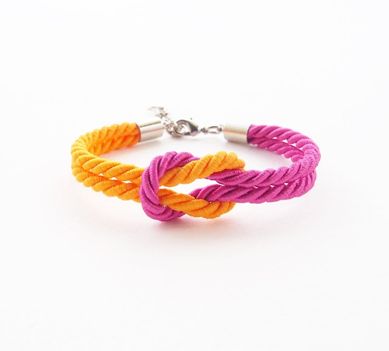 Orange and pink marine bracelet - tie the knot bracelet. - Bracelets - Other Materials Orange