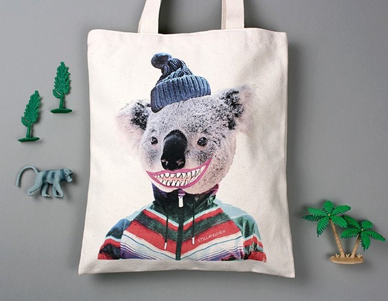 STILL AND CHEW Eco Bag - BAD COALA - 側背包/斜背包 - 棉．麻 灰色
