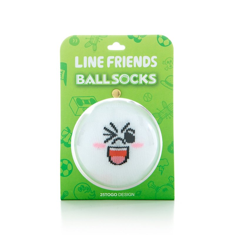LINE FRIENDS Ball Socks_ Mantou Man Blinks - ถุงเท้า - วัสดุอื่นๆ ขาว