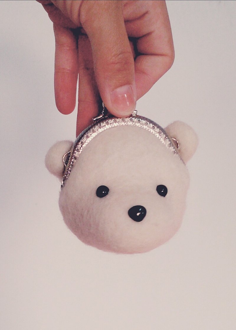 miniyue 羊毛氈 動物口金 陸地系列-北極熊(附掛繩) 台灣製造 全手工 - 零錢包/小錢包 - 羊毛 白色