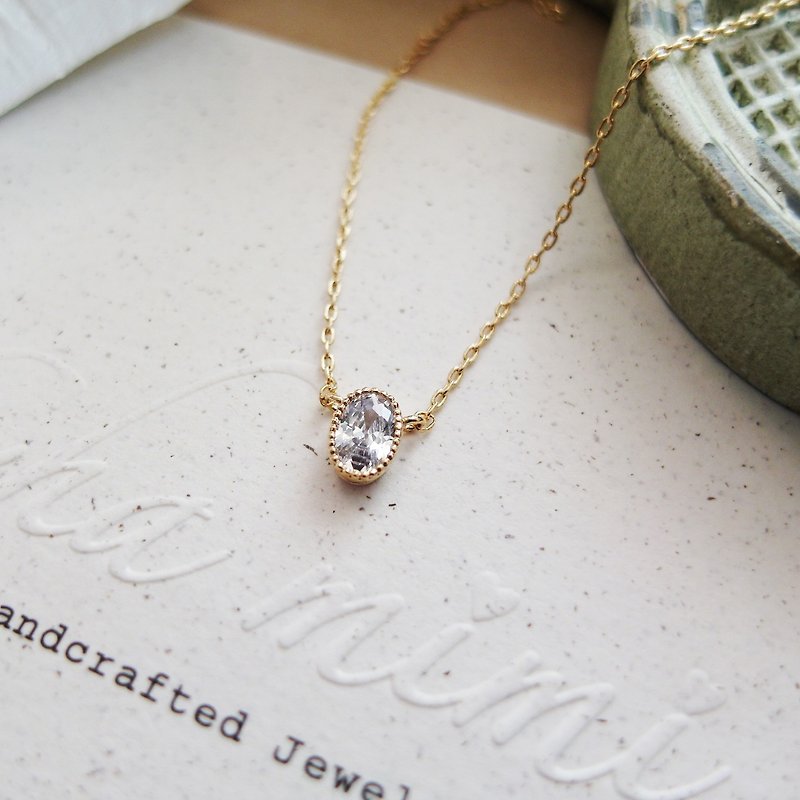 Cha mimi. The Simple Life. High quality classical temperament single diamond necklace - สร้อยคอ - โลหะ สีทอง