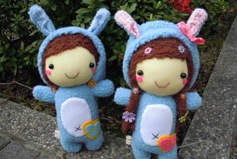 ~Happiness. Handmade shop~Cute animal outfit dolls/1 pair - Stuffed Dolls & Figurines - Other Materials 
