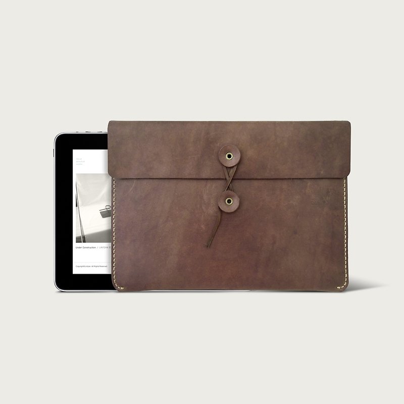 LINTZAN “手工縫製皮革” iPad Air / iPad Air 2 皮套 -- 深咖啡色