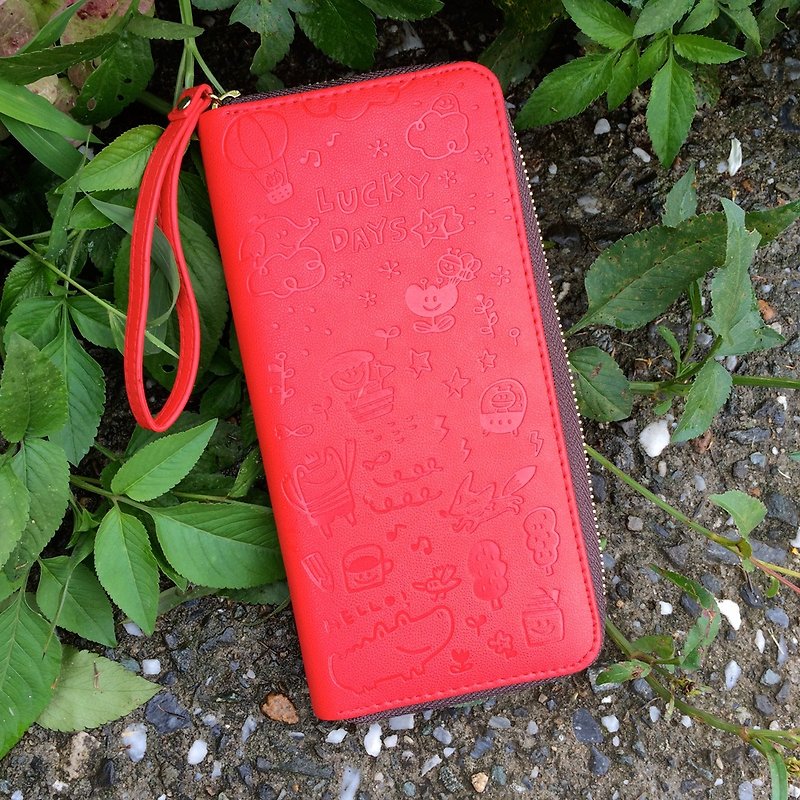 Lucky Days Universal Long Clip_Apple Red - กระเป๋าสตางค์ - หนังเทียม สีแดง