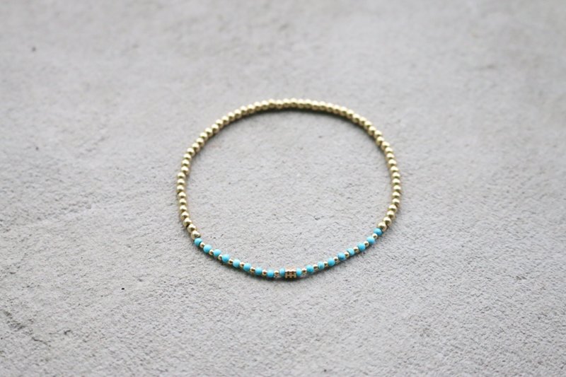 < ☞ HAND IN HAND ☜ > turquoise - neck Acid Brass bracelet (0438) - สร้อยข้อมือ - เครื่องเพชรพลอย สีเขียว