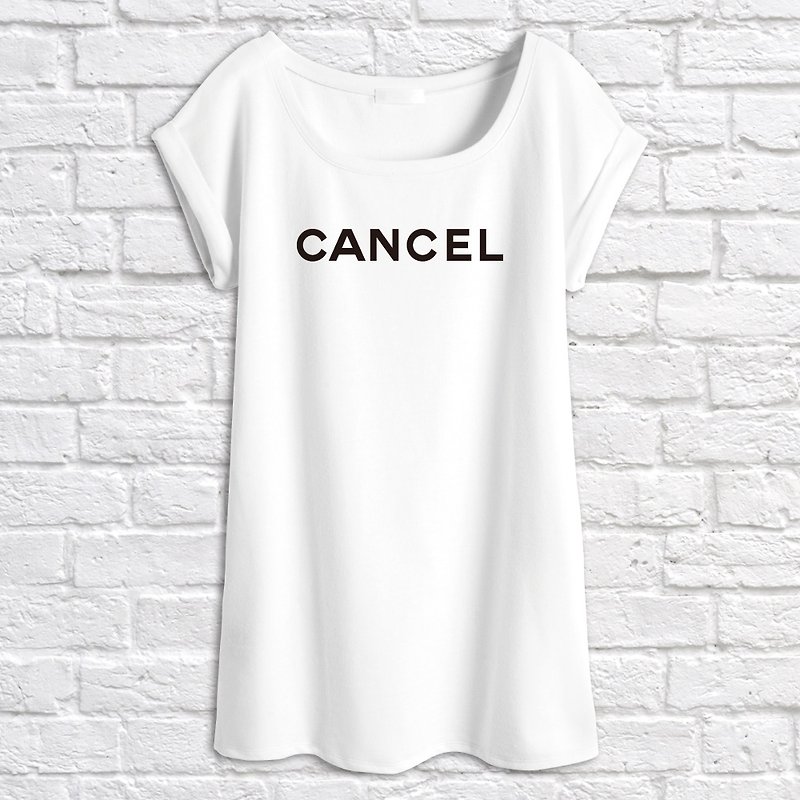 AppleWork 創意潮TEE - CANCEL PSTEEG-047 - 女 T 恤 - 棉．麻 白色