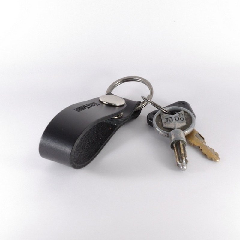 Key ring leather leather long black - Keychains - Genuine Leather 