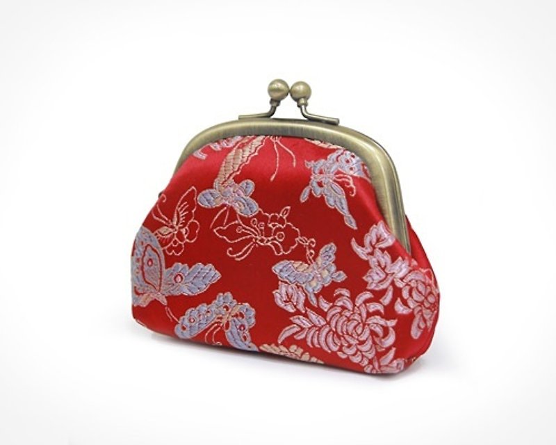 新年好物 KOPER【蝶飛鳳舞】口金包-古銅框 - กระเป๋าใส่เหรียญ - วัสดุอื่นๆ สีแดง