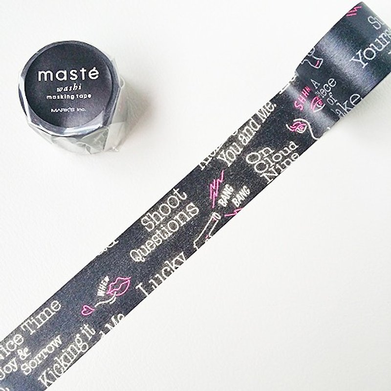 maste Washi Tape Multi City【Neon Sign (MST-MKT76-A)】 - Washi Tape - Paper Black
