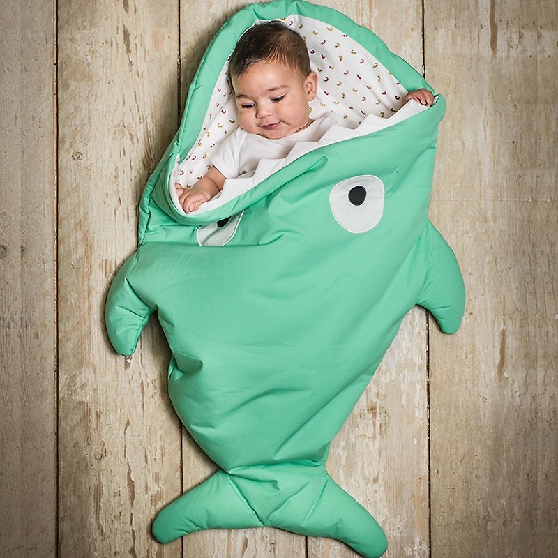 【西班牙製】鯊魚咬一口BabyBites純棉嬰幼兒多功能睡袋-標準版 - 彌月禮盒 - 棉．麻 綠色