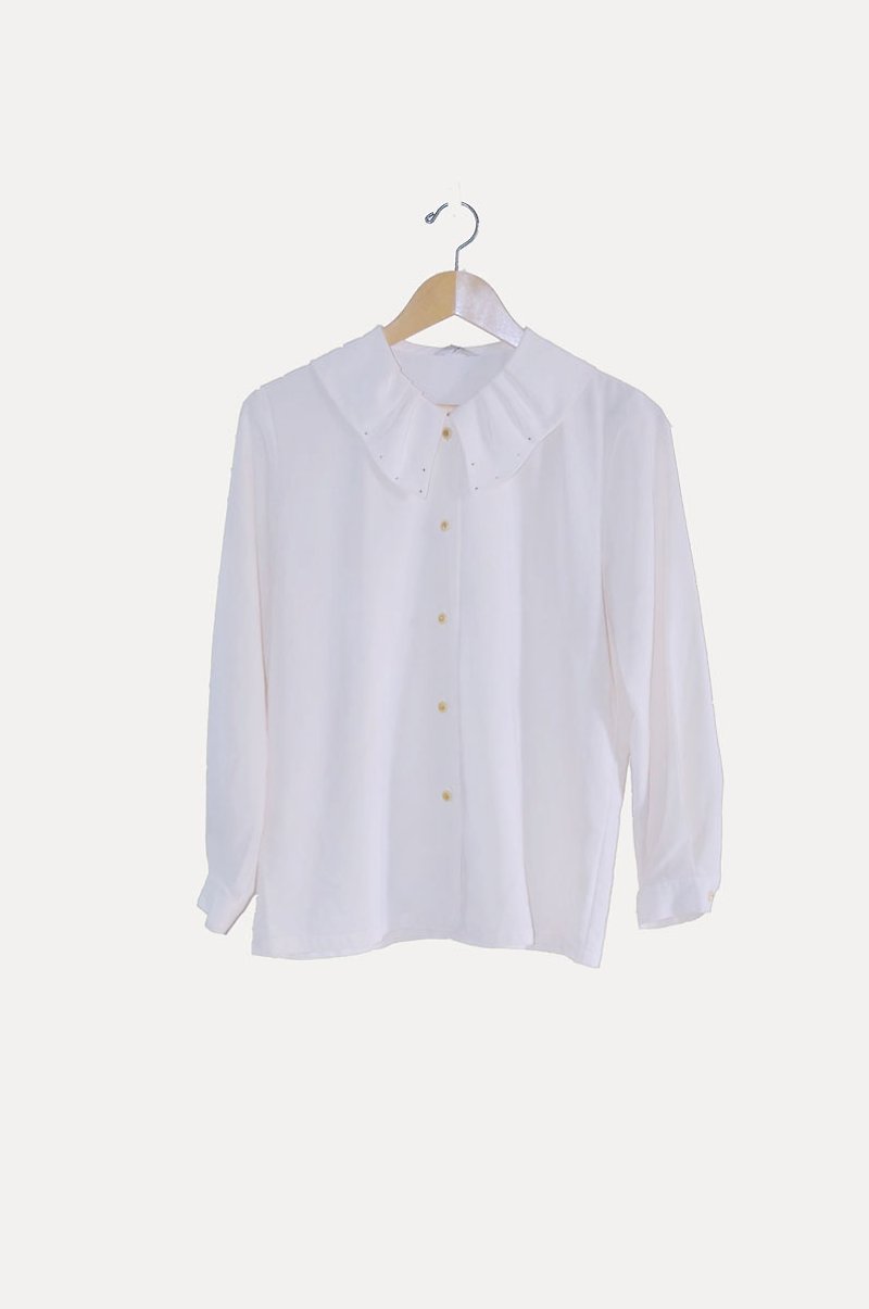Just pills and cat ♫ ~ White Star long-sleeved shirt - เสื้อเชิ้ตผู้หญิง - วัสดุอื่นๆ ขาว