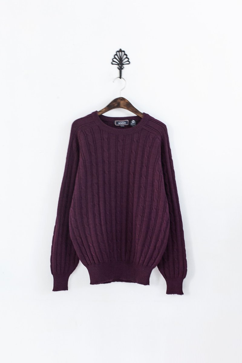 【Banana Flyin'】復古著 麻花編織 素色 套頭毛衣 - Women's Sweaters - Other Materials Purple