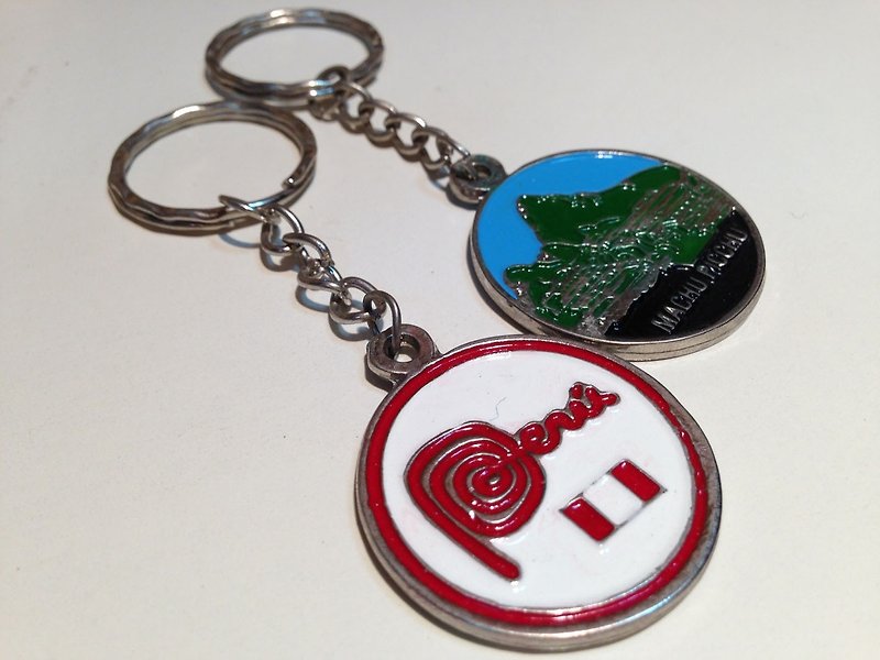 雙面圖案PERU 馬丘比丘 鑰匙圈 - 鑰匙圈/鑰匙包 - 其他金屬 紅色