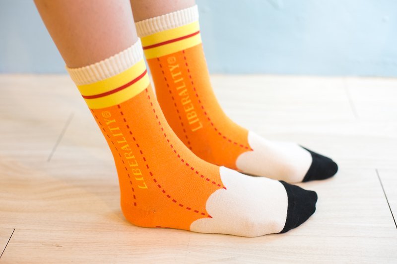 Pencil NAKID Socks_Stationary Collection, unisex/quirky/happy socks - Socks - Other Materials Orange