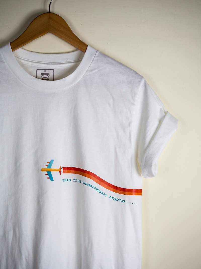 Original Illustration TE-Travel Series Trendy TEE Trendy Short Sleeve Graphic T T-Shirt T-shirt - เสื้อยืดผู้หญิง - ผ้าฝ้าย/ผ้าลินิน ขาว