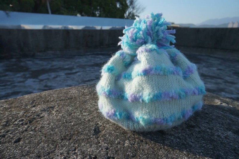 Handmade textiles - baby caps - mixed line rock strange hairs (light green / purple) - หมวก - วัสดุอื่นๆ หลากหลายสี