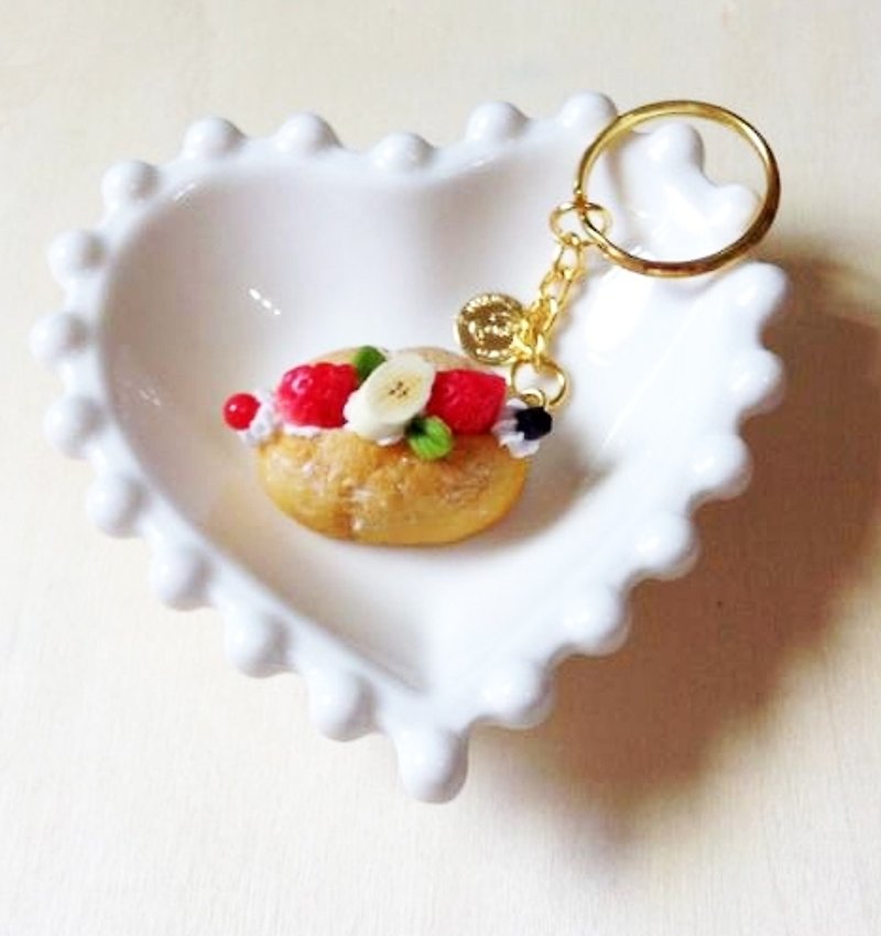 Lightning Fruit Puff Charm-Strawberry Banana - Keychains - Clay Multicolor