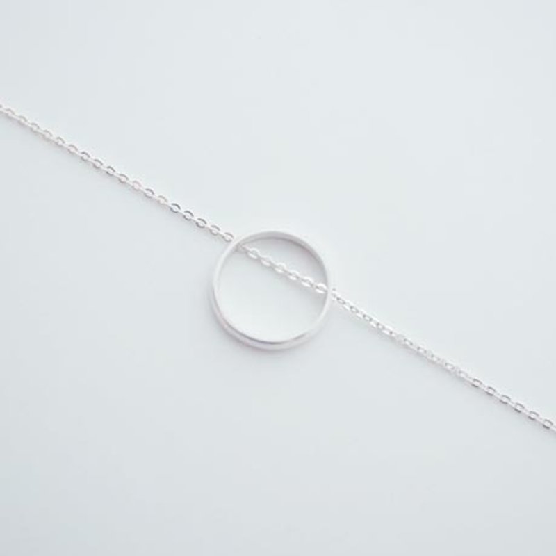 Circle simple design sterling silver necklace - สร้อยคอ - เงินแท้ สีเงิน