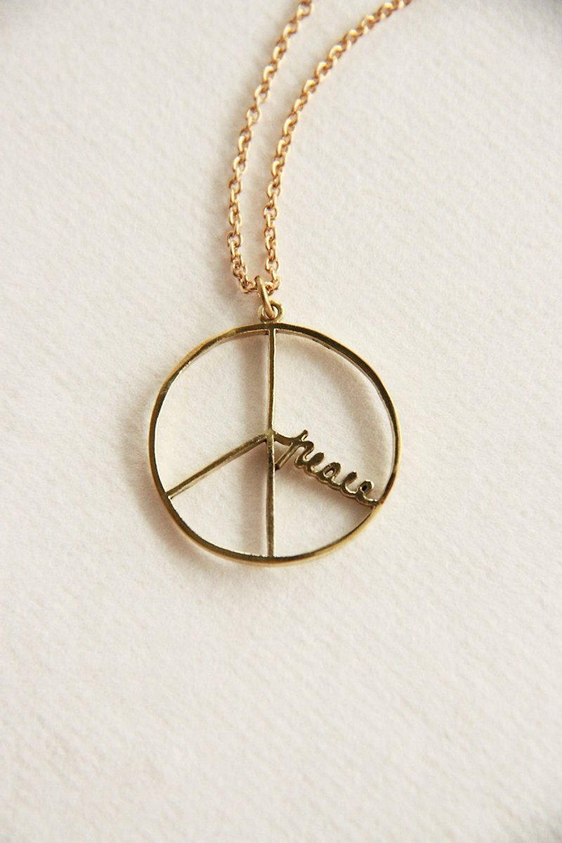 Peace Sign Pendant/ Necklace - Necklaces - Other Metals Gold