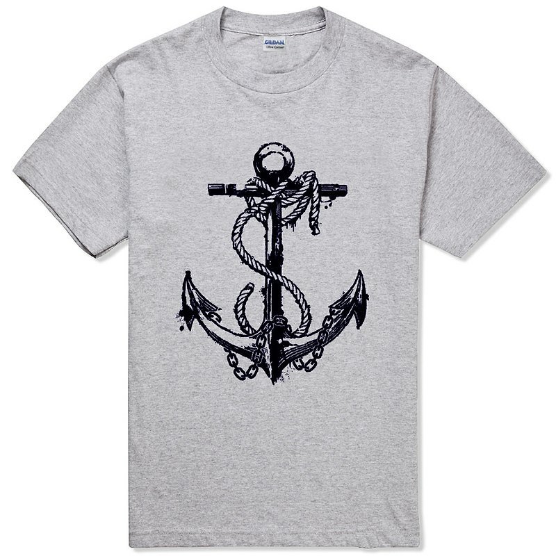 Retro Anchor 短袖T恤-2色 復古 船錨 幾何 設計 自創 品牌航海 - 女 T 恤 - 其他材質 灰色