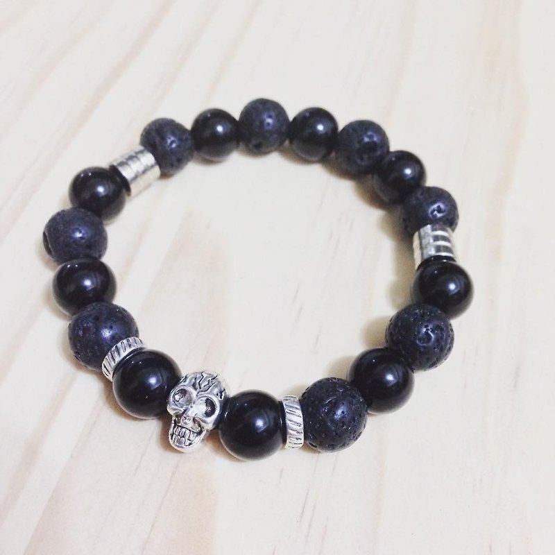 FAITH ◆ Black - natural ore / volcanic / Obsidian / Silver/ bracelet bracelet gift custom designs - Bracelets - Gemstone Black