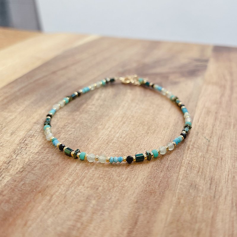 Turquoise agate brass bracelet (smoothly) - Bracelets - Gemstone Green