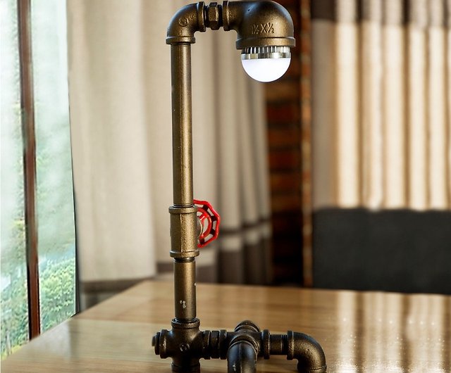 Loft American Retro Industrial Style, Pipe Table Lamp
