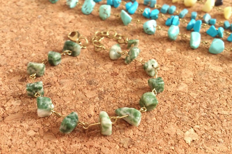 Great Stone~青青河边草Bronze Bracelet - Bracelets - Other Materials Green
