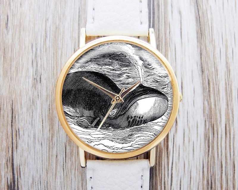 Water Jet Whale-Women's Watch/Men's Watch/Unisex Watch/Accessories【Special U Design】 - Women's Watches - Other Metals Black