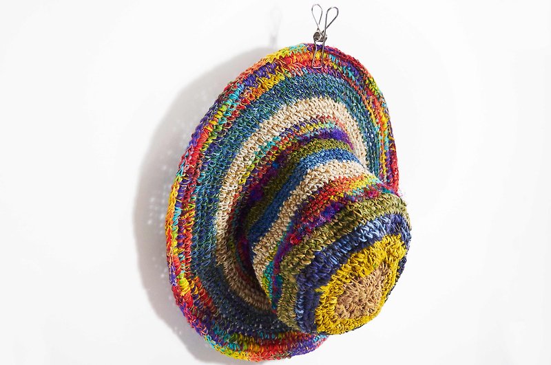 Hand-woven cotton limited cap / knit cap / hat - Gypsy Wind (Graded saris line) - Hats & Caps - Plants & Flowers Multicolor