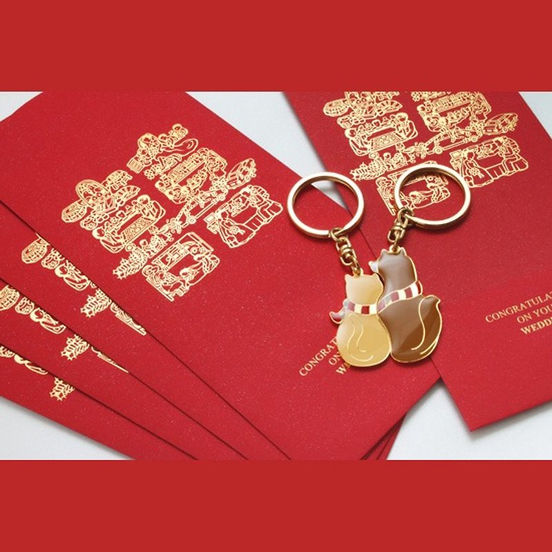 "Birthday / Valentine / Christmas / Cheap Portfolio / cat / dog" wedding blessing set -1: double wedding gifts bags, Perfect Together Keychain - Cat and dog - อื่นๆ - กระดาษ หลากหลายสี