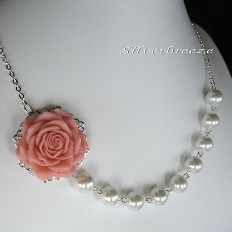 Rose Chain / banquet / wedding bridal chain / bridesmaid / sister group chain (souvenir) - WN2 - Necklaces - Other Metals Pink