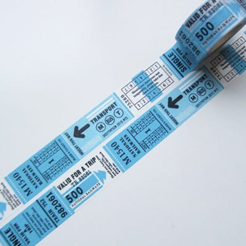 Marks Masking Tape MT和紙膠帶 旅行票券-藍 (TR-MKT1-BL) - マスキングテープ - 紙 ブルー