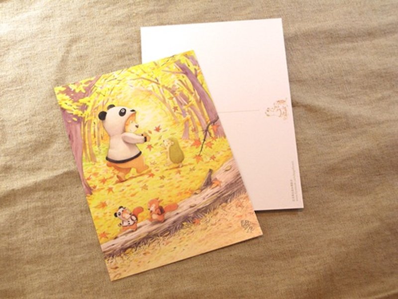 Bagels walk in the woods - autumn maple leaves party [postcard] - Cards & Postcards - Paper Gold