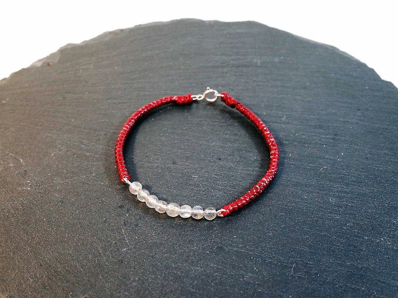 Wax Line Silk Bracelet , Silver925 , Labradorite (17 colors) - สร้อยข้อมือ - ขี้ผึ้ง สีแดง