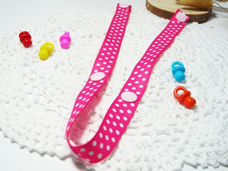 Cheerful. Baby stroller toy lanyard is anti-dropping, anti-dropping chain Sophie's good partner (dot peach) - Bibs - Other Materials Red