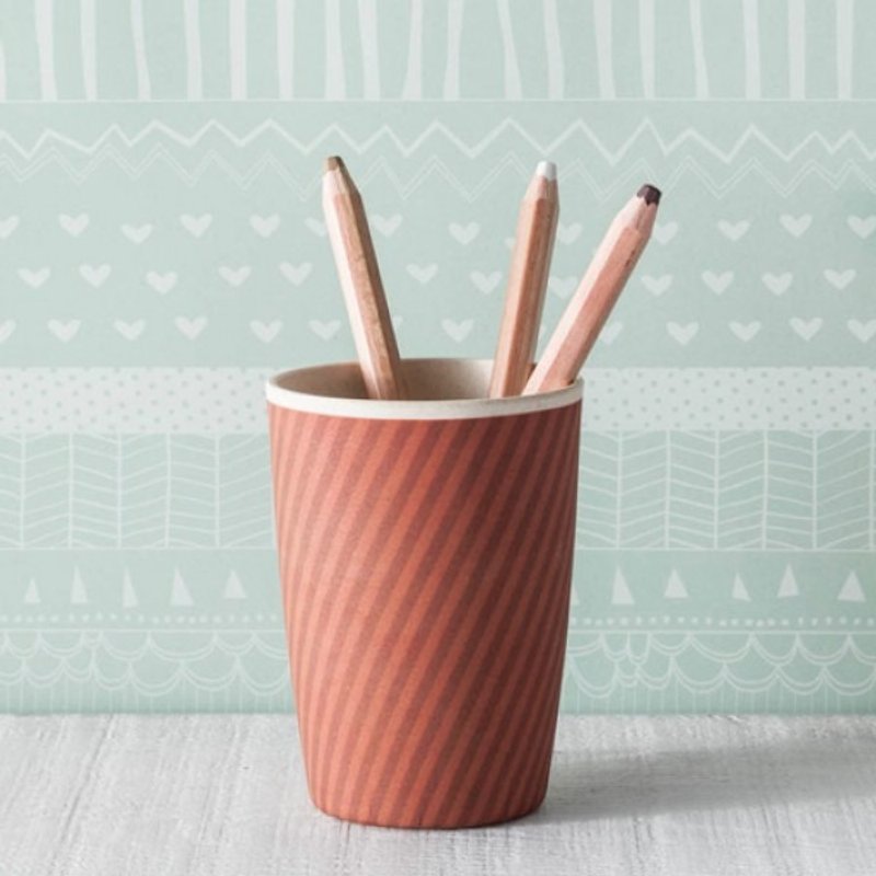 Whims Red Gray Yum Yum nontoxic bamboo cup group < love mae > - Teapots & Teacups - Bamboo Multicolor