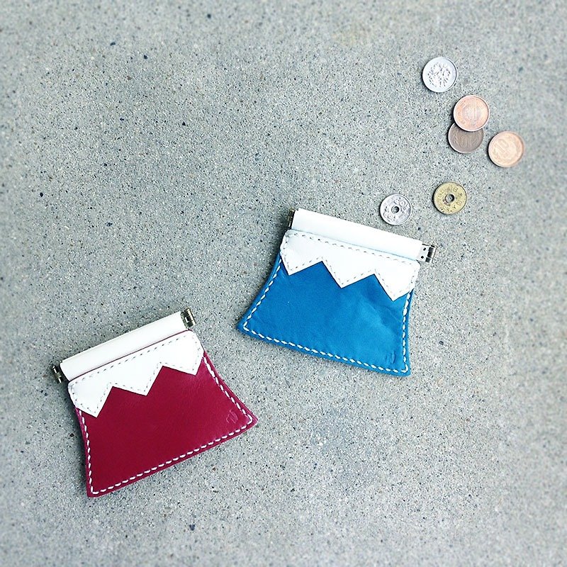富士山彈片零錢包 - 零錢包/小錢包 - 真皮 藍色