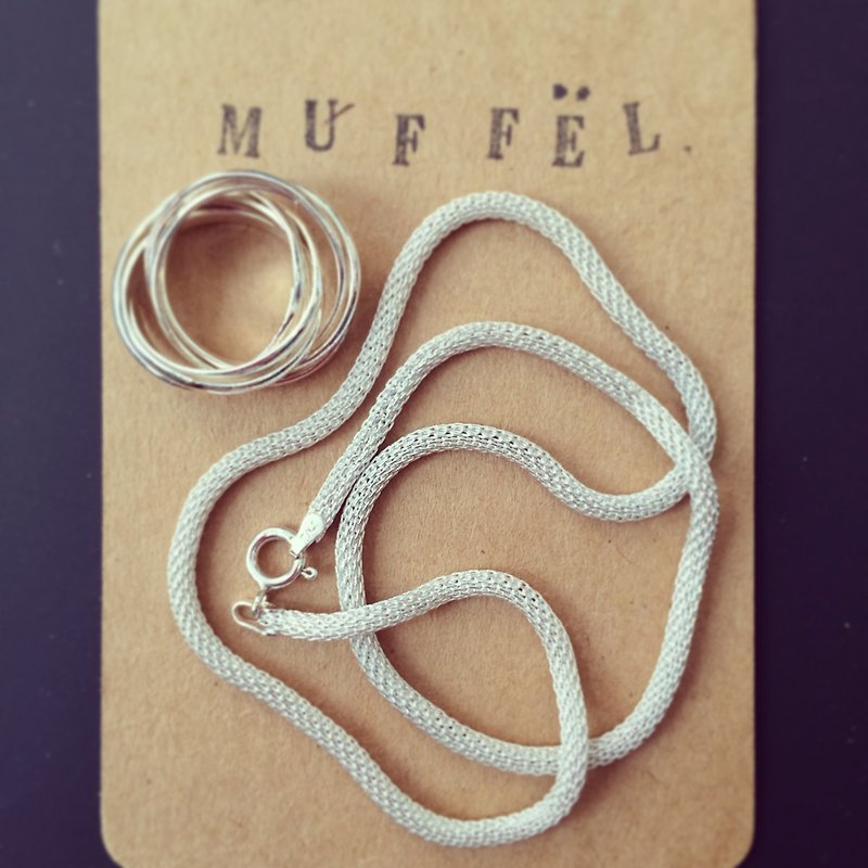 MUFFëL 925 Silver Sterling Silver Series-Italian Forever 7-ring meson necklace - สร้อยคอ - เงินแท้ สีเทา